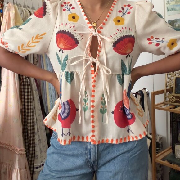 Linen Pattern Blouse - Picture 5 of 5